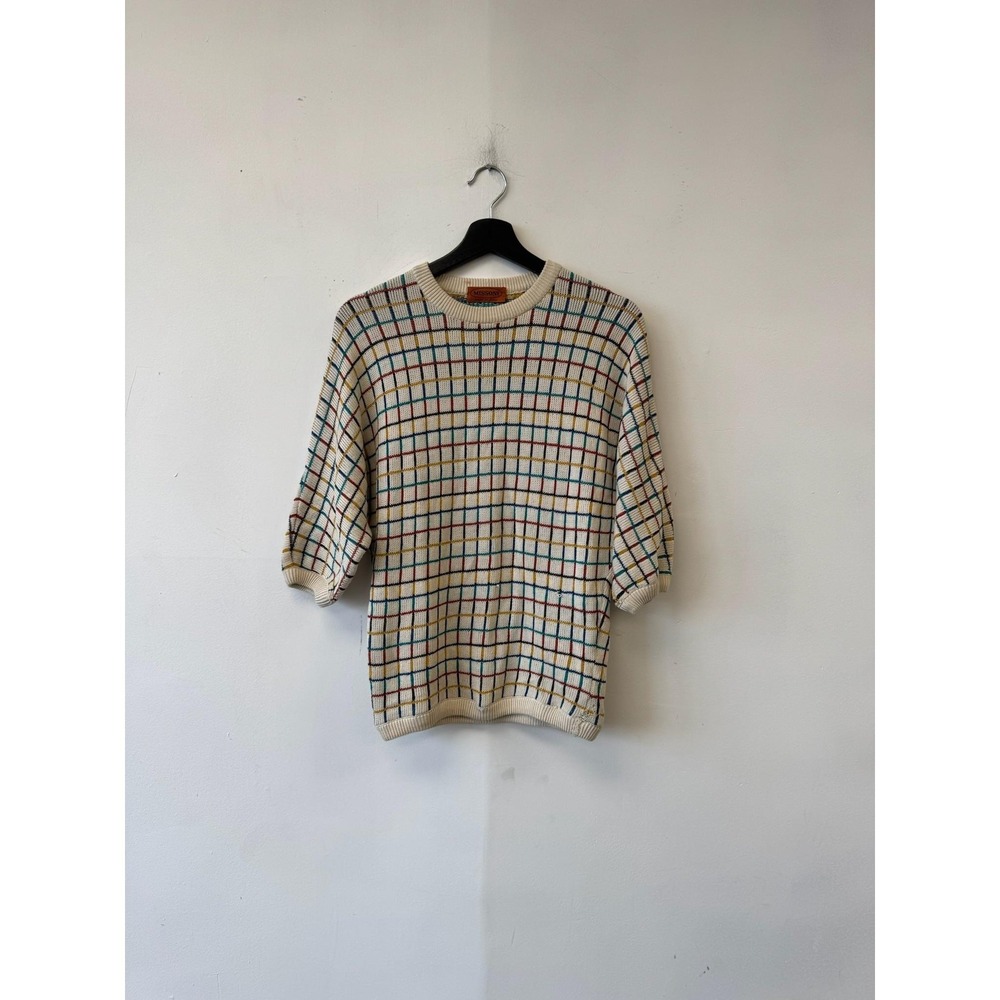 Vintage Missoni Sweater Womens‎ Medium White Grid Check Knit Made Italy